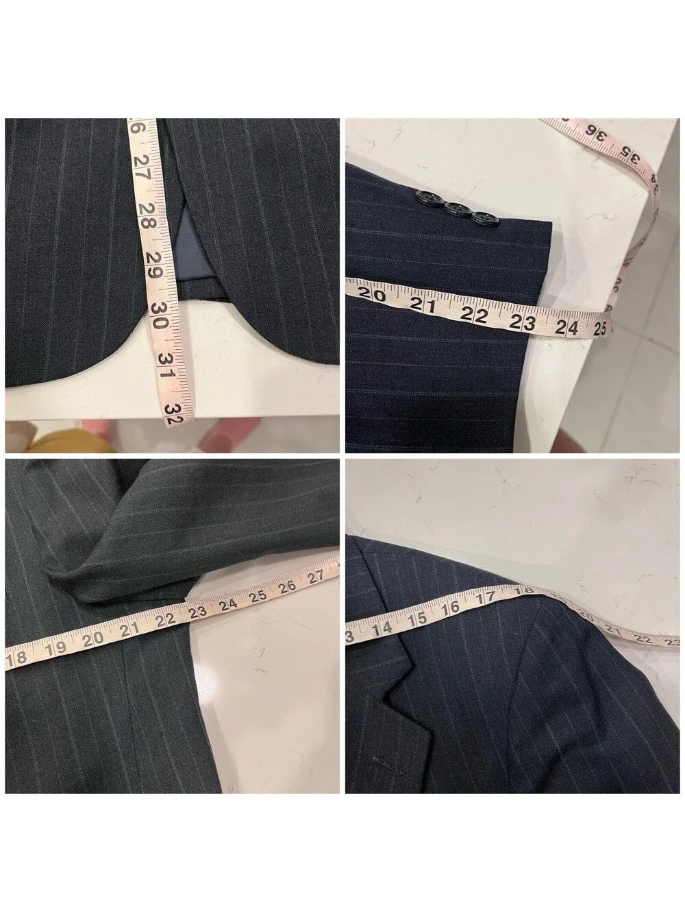 Europa UOMO Navy Blue Pinstripe Wool Blazer Sport Coat Men’s 42S Business Preppy